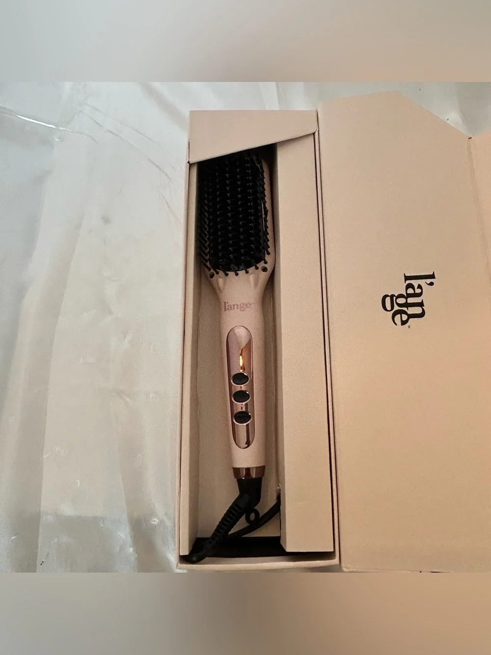 L'ange Hair Le Vite Ceramic Straightening Brush - Blush Pink Open Box Never Used
